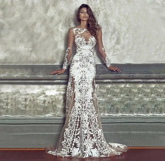 Mesh Embroidery Wedding Dress | Fashionsarah.com