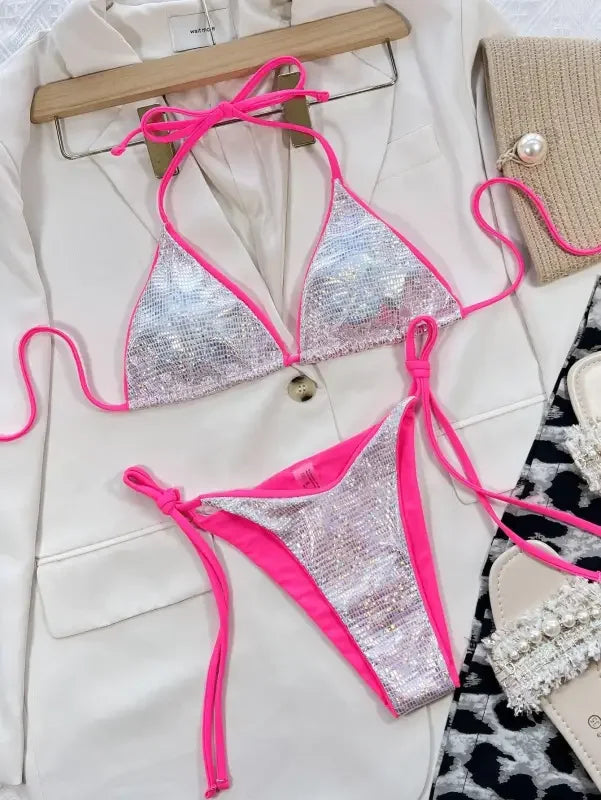 Sequins Push Up Triangle Sets | Fashionsarah.com