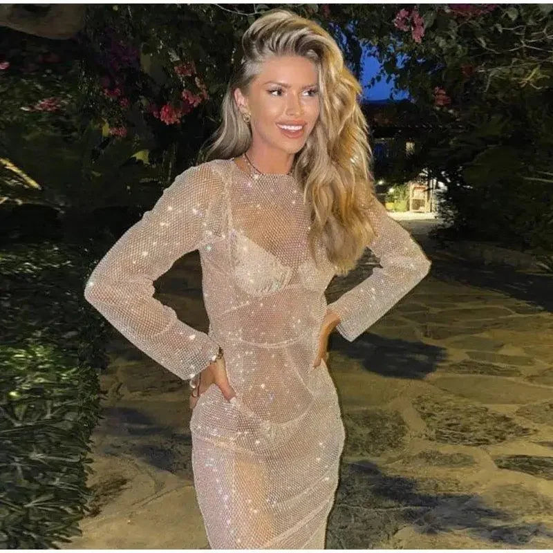 Rhinestone maxi summer dress | Fashionsarah.com