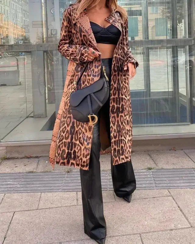 Leopard Mid-Calf Women Coat | Fashionsarah.com
