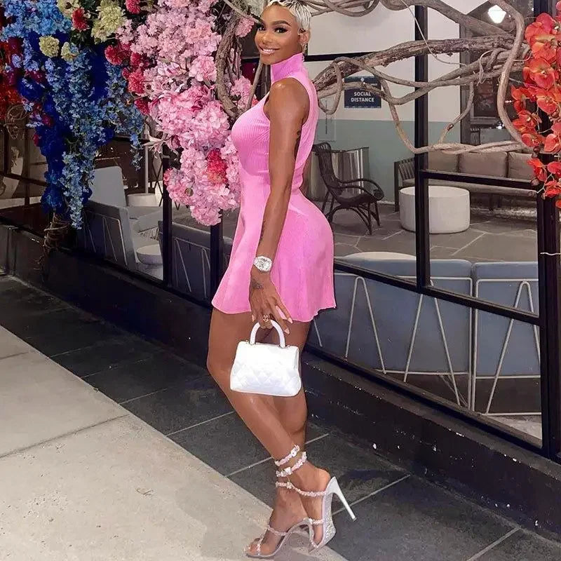 Ribbed Sleeveless A-line Dress | Fashionsarah.com