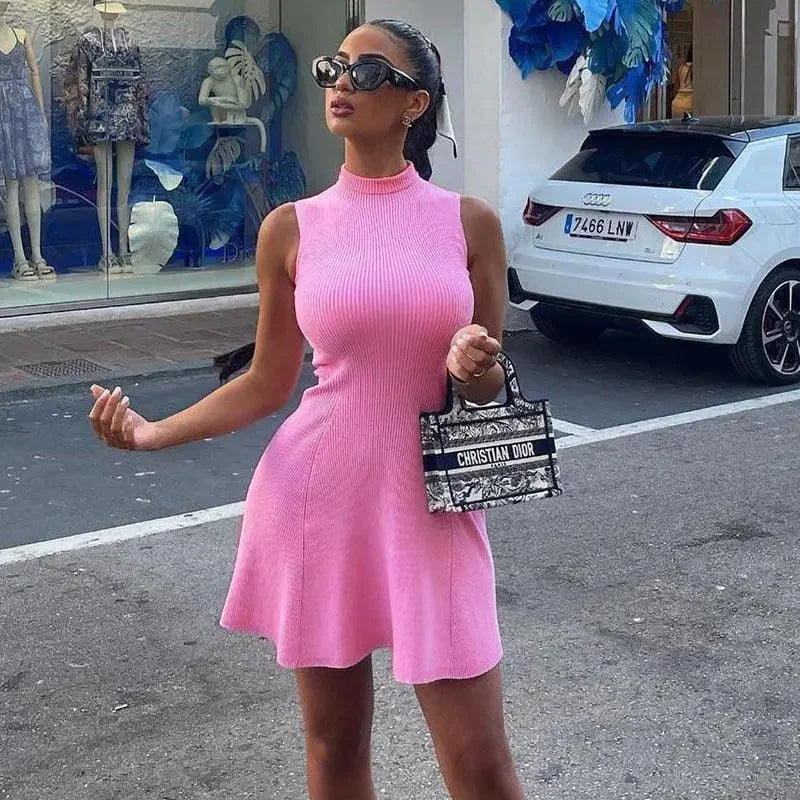 Ribbed Sleeveless A-line Dress | Fashionsarah.com