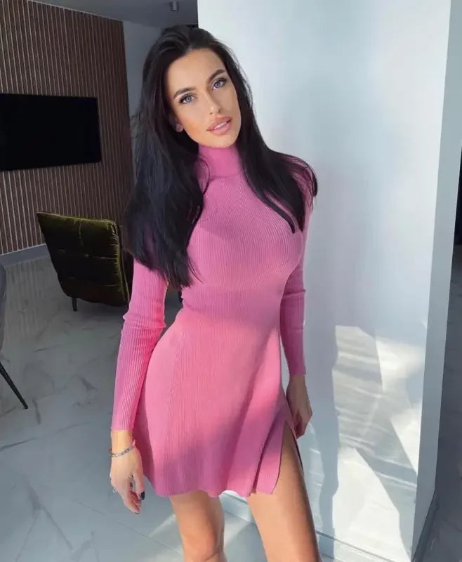 Pink Knit Dress Long | Fashionsarah.com