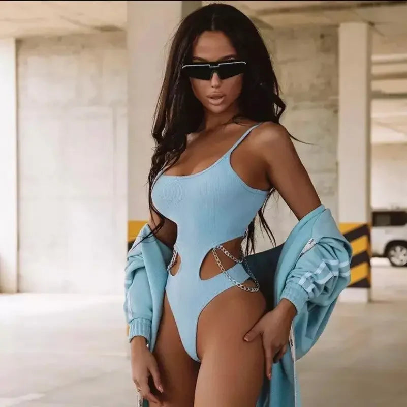 Hollow Cut Out Chain Bodysuits | Fashionsarah.com