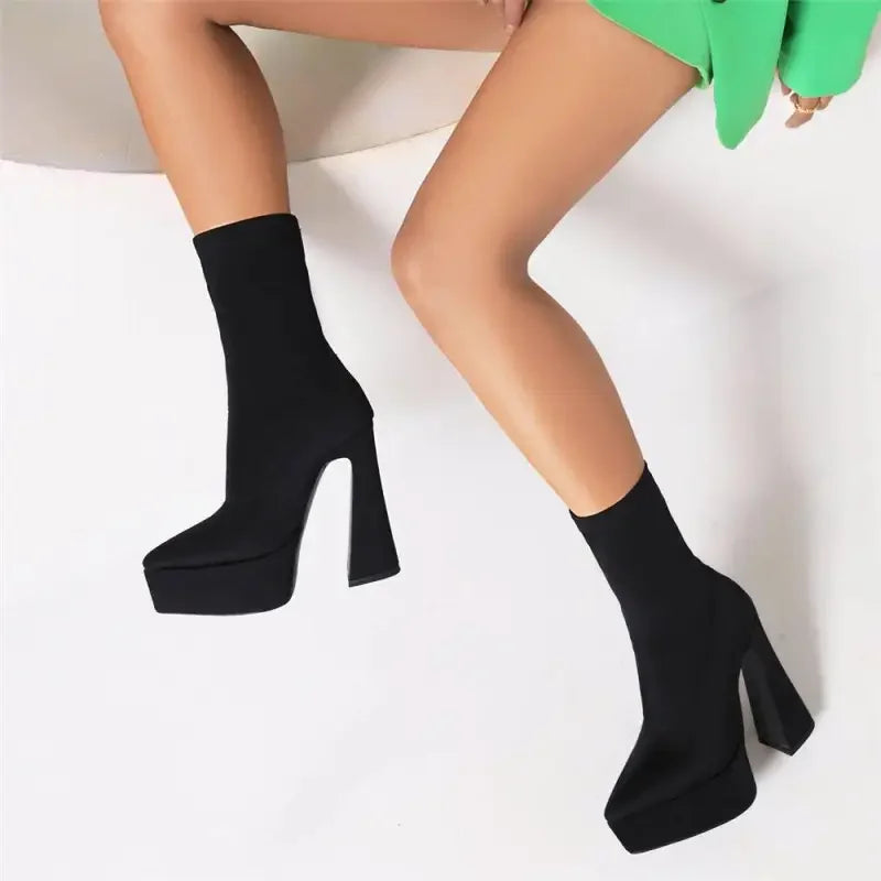 Luxury sock platform boots featuring sleek black platform sock boots for stylish appeal