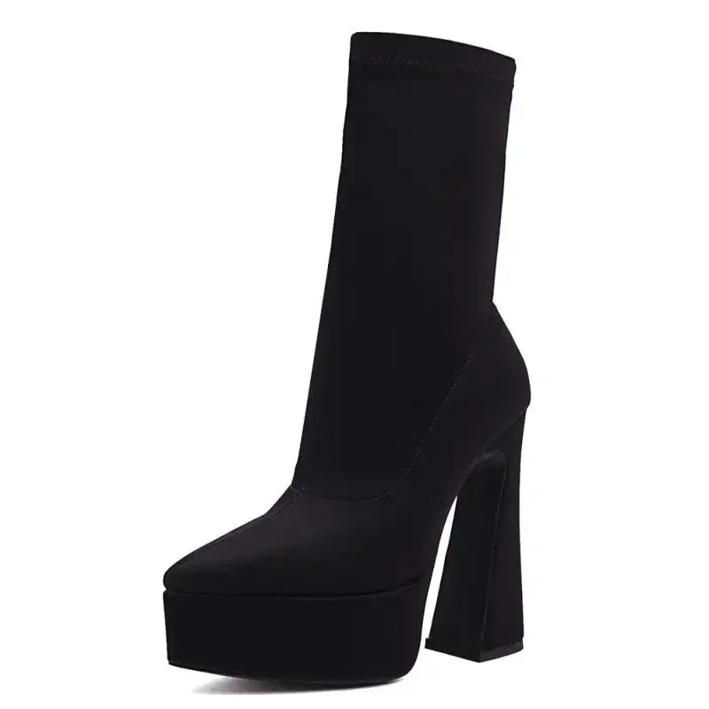 Luxury sock platform boots featuring black platform heeled design for stylish appeal