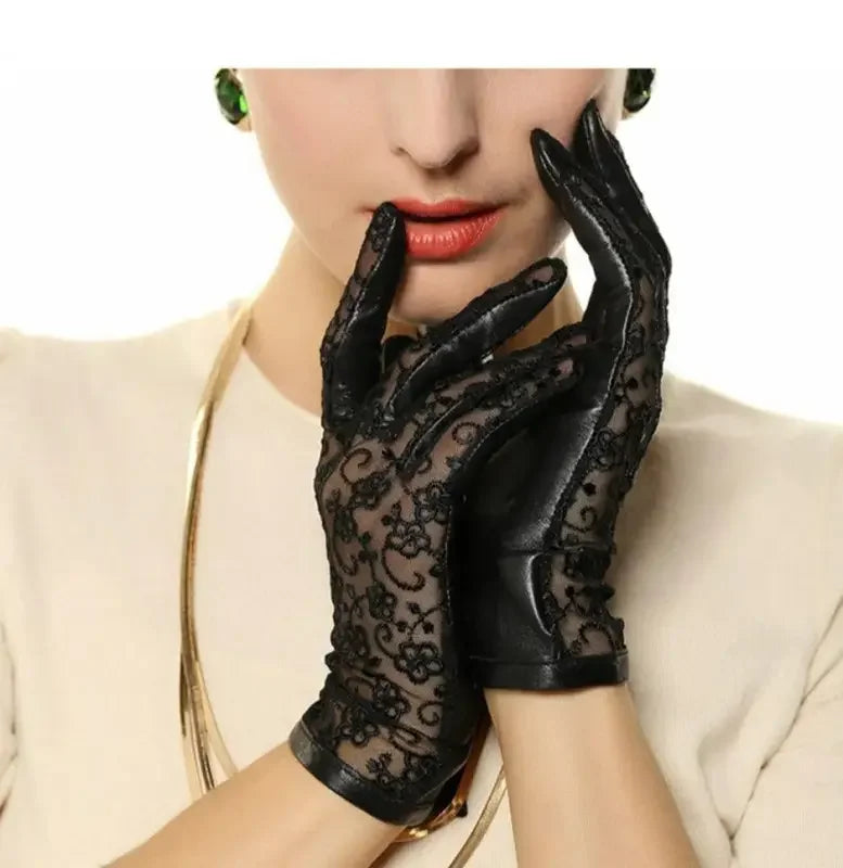 Leather Lace bow Gloves | Fashionsarah.com