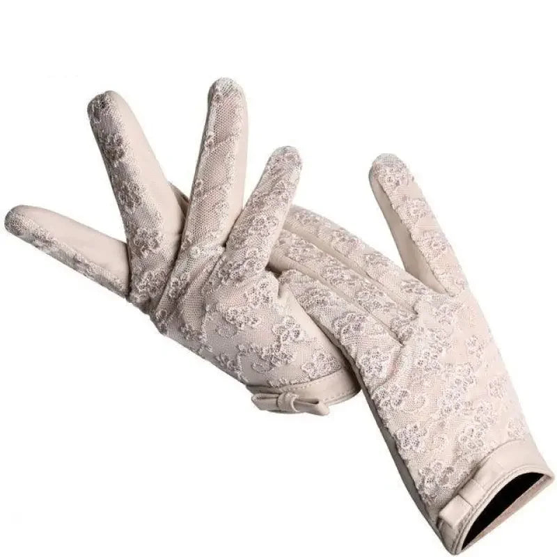 Leather Lace bow Gloves | Fashionsarah.com