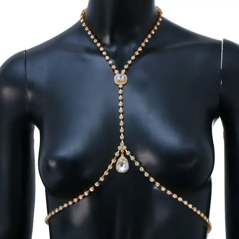 Rhinestone Chest Chain Necklace | Fashionsarah.com