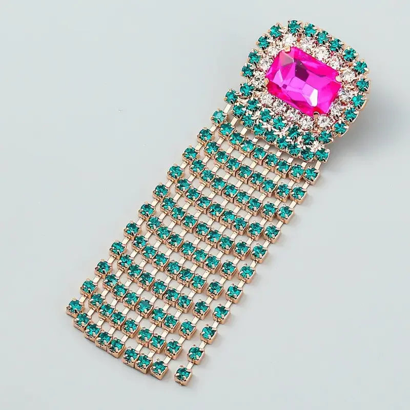 Rhinestone Long Tassel Dangle Earrings | Fashionsarah.com