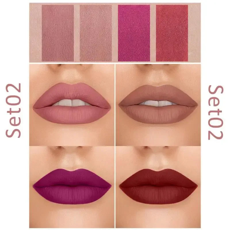 Waterproof Matte Long Lasting 4 Lipsticks/Set | Fashionsarah.com