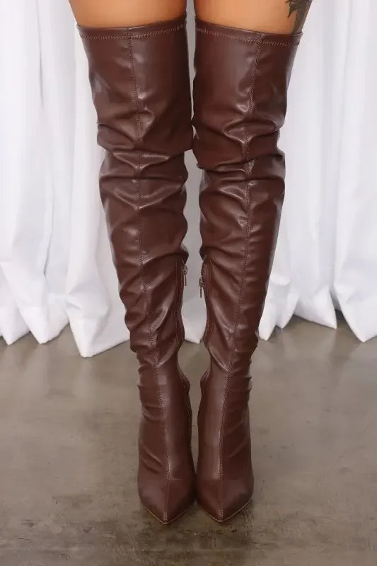 Brown over-the-knee stiletto boots from New Over The Knee Boots, perfect for women’s fashion
