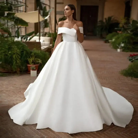 Elegant Satin Dubai Wedding Dress | Fashionsarah.com