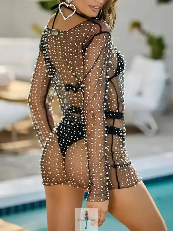 Fashionsarah.com Fashionsarah.com Pearls Rhinestones Cover-Ups 2 Pcs Set