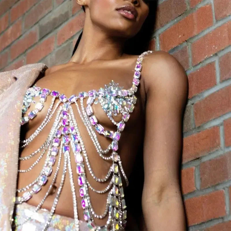 Colorful Crystal Hollow Metal Top | Fashionsarah.com