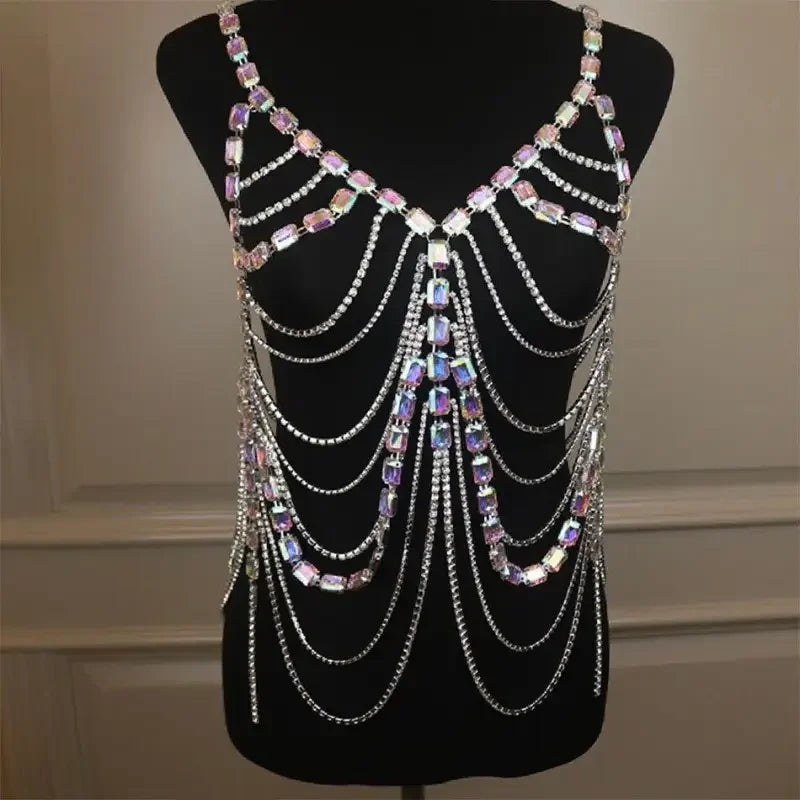 Colorful Crystal Hollow Metal Top | Fashionsarah.com