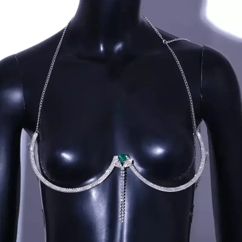 Luxury Green Heart Crystal Lingerie | Fashionsarah.com