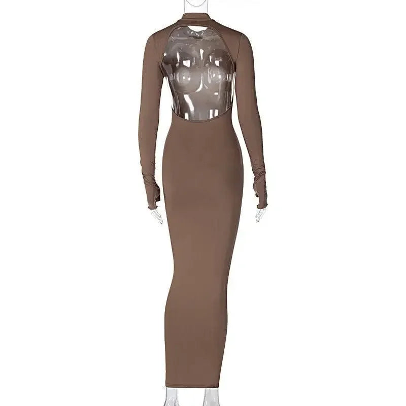 Kim Kardashian’s long-sleeved dress with sheer back from online boutique women’s fashion