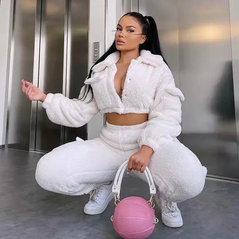 Sportwear Sweatshirt+Sweatpants White | Fashionsarah.com