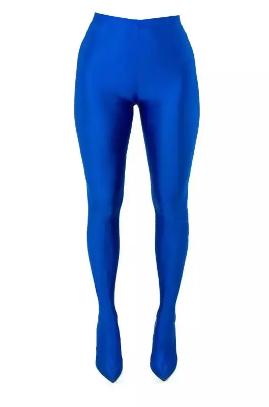 Blue stiletto pant boots with attached heels showcasing stylish stiletto pant boots design