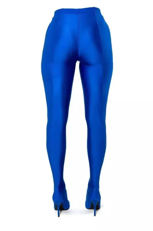 Blue spandex pant shoes showcased in Stiletto Pant Boots highlighting fashionable pant boots