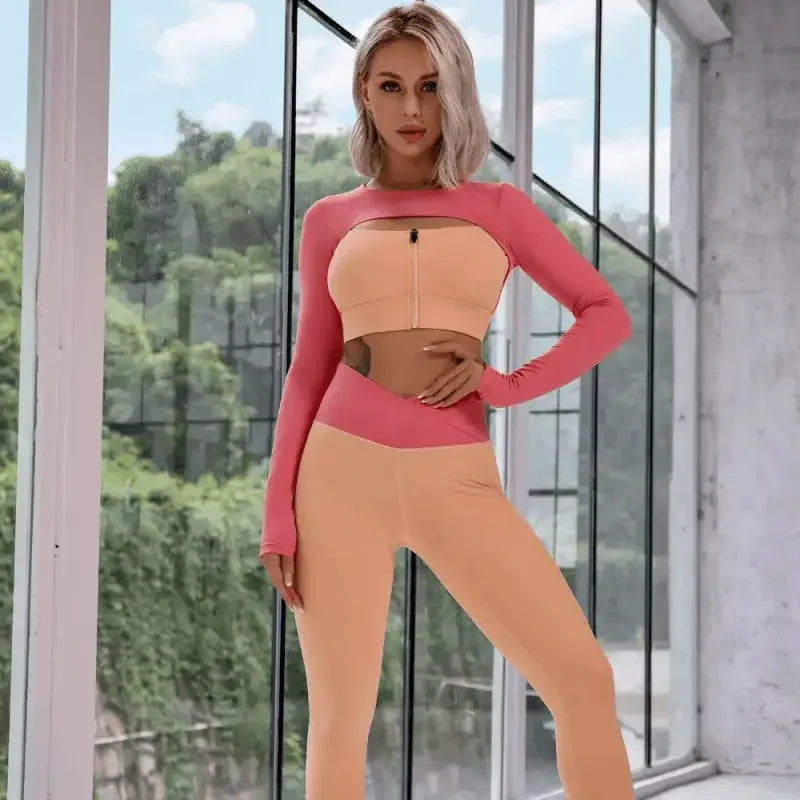 Zip High Waist Yoga Long Sets | Fashionsarah.com