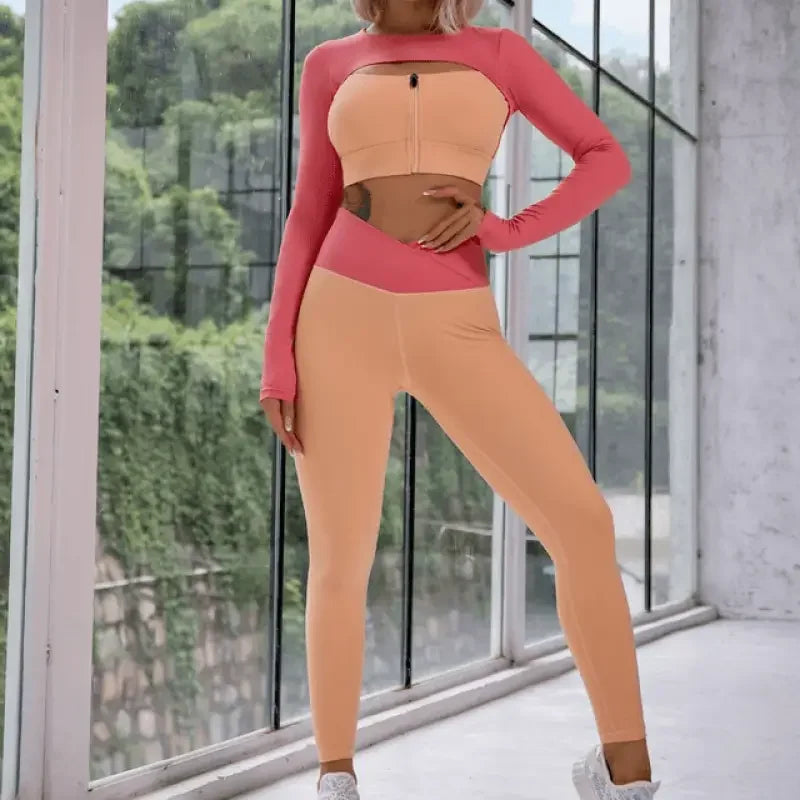 Zip High Waist Yoga Long Sets | Fashionsarah.com