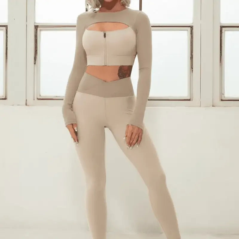 Zip High Waist Yoga Long Sets | Fashionsarah.com