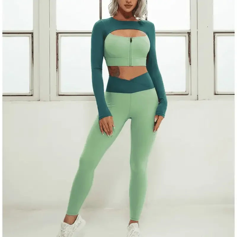 Zip High Waist Yoga Long Sets | Fashionsarah.com