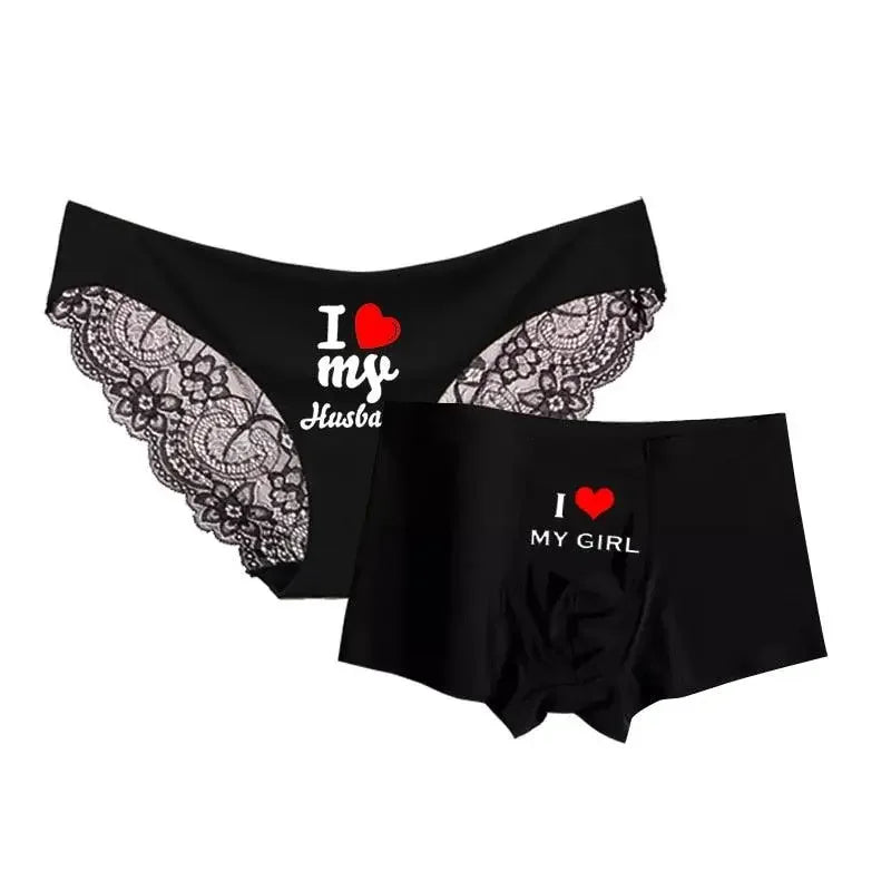 Romantic matching couples panties displayed for a stylish and intimate look