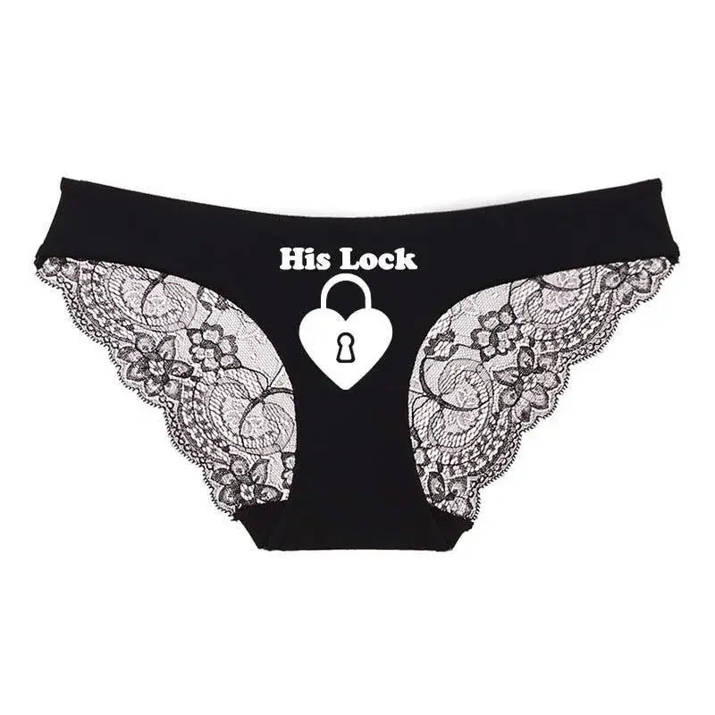 Black lace panties from Romantic Matching Couples Panties collection, ideal for couples