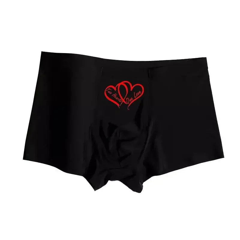 Black men’s boxer briefs with red heart design from Romantic Matching Couples Panties