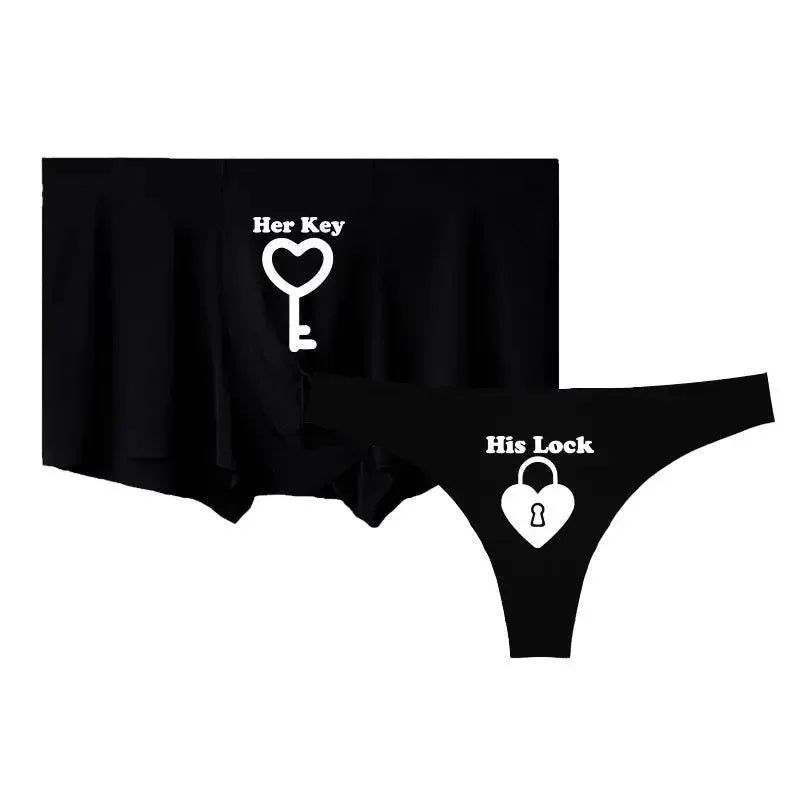 Matching couples panties displayed in stylish matching couples panties set for couples
