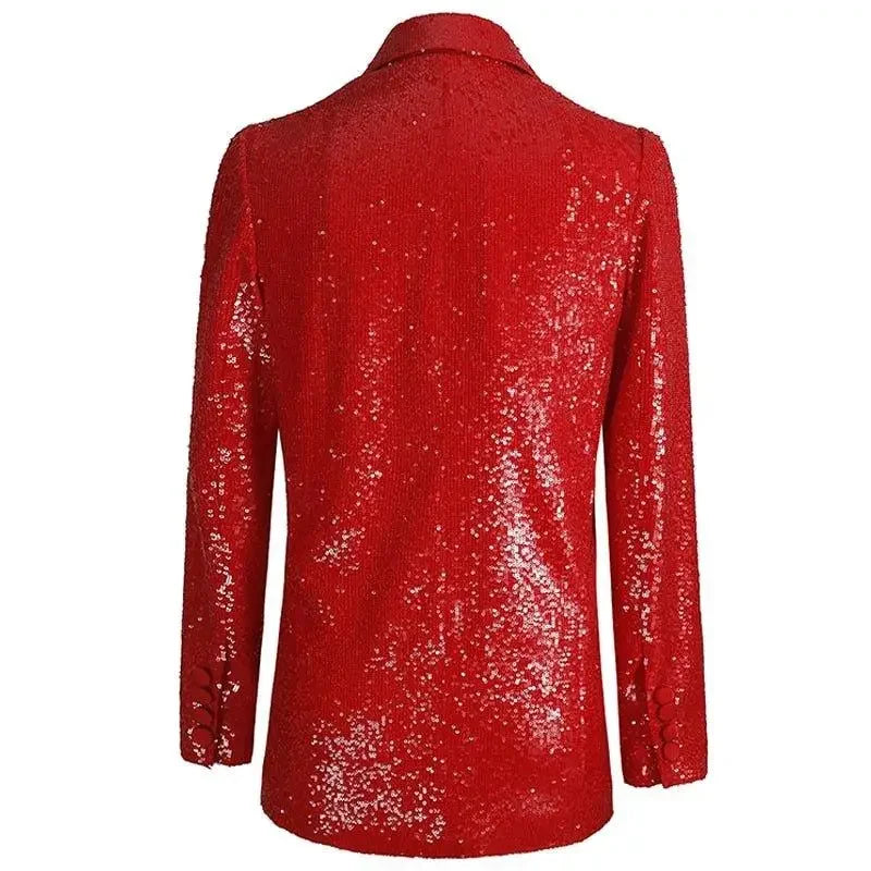 Red sequined blazer from Fashion Sequin Blazer + Straight Trousers collection