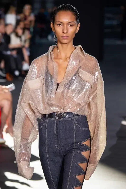 Women Luxury Design Transparent Blouse | Fashionsarah.com