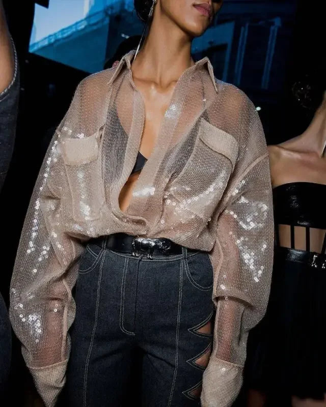 Women Luxury Design Transparent Blouse | Fashionsarah.com