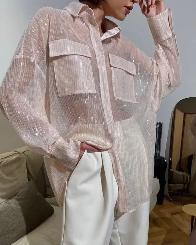 Women Luxury Design Transparent Blouse | Fashionsarah.com