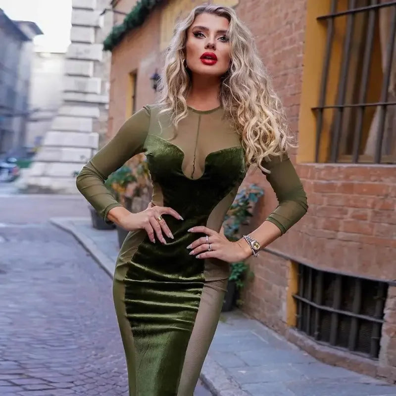 Velvet Mesh Evening Dresses | Fashionsarah.com