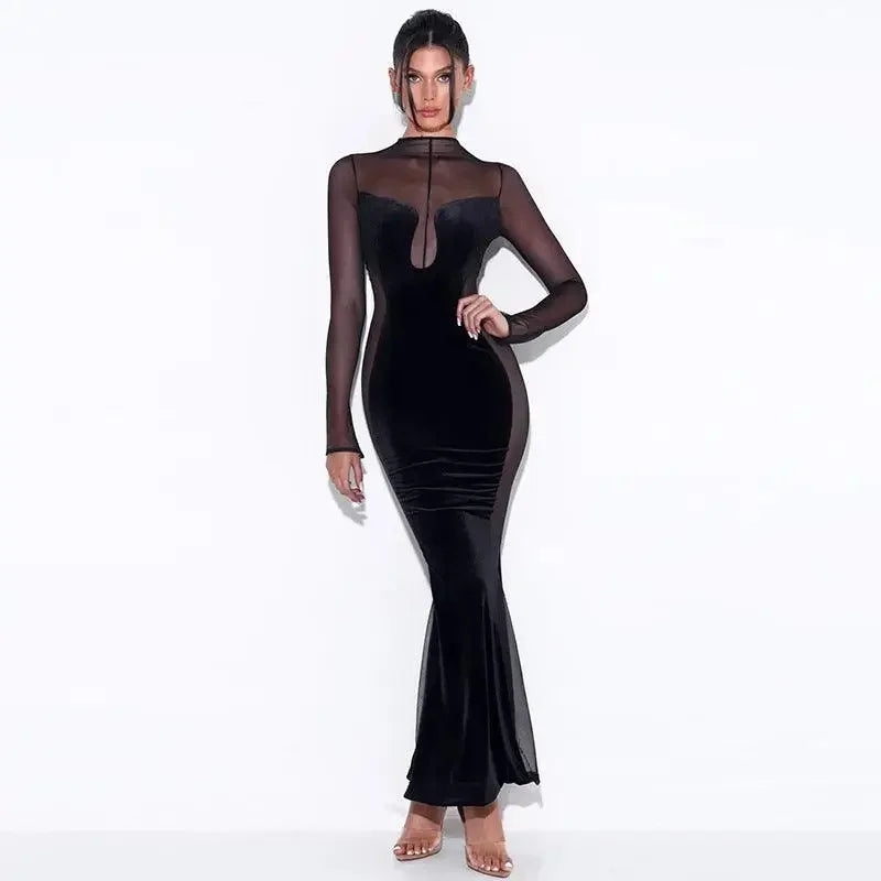 Velvet Mesh Evening Dresses | Fashionsarah.com