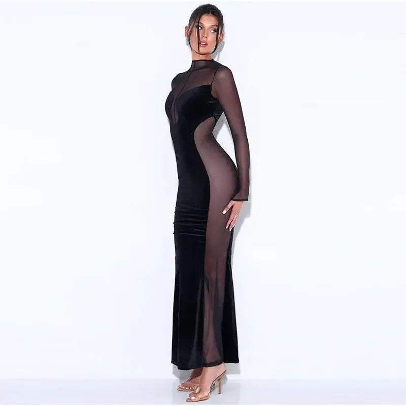 Fashionsarah.com Velvet Mesh Evening Dresses