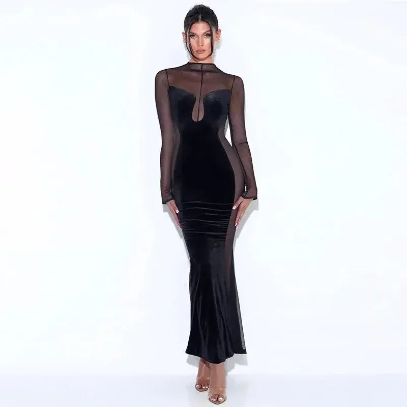 Velvet Mesh Evening Dresses | Fashionsarah.com