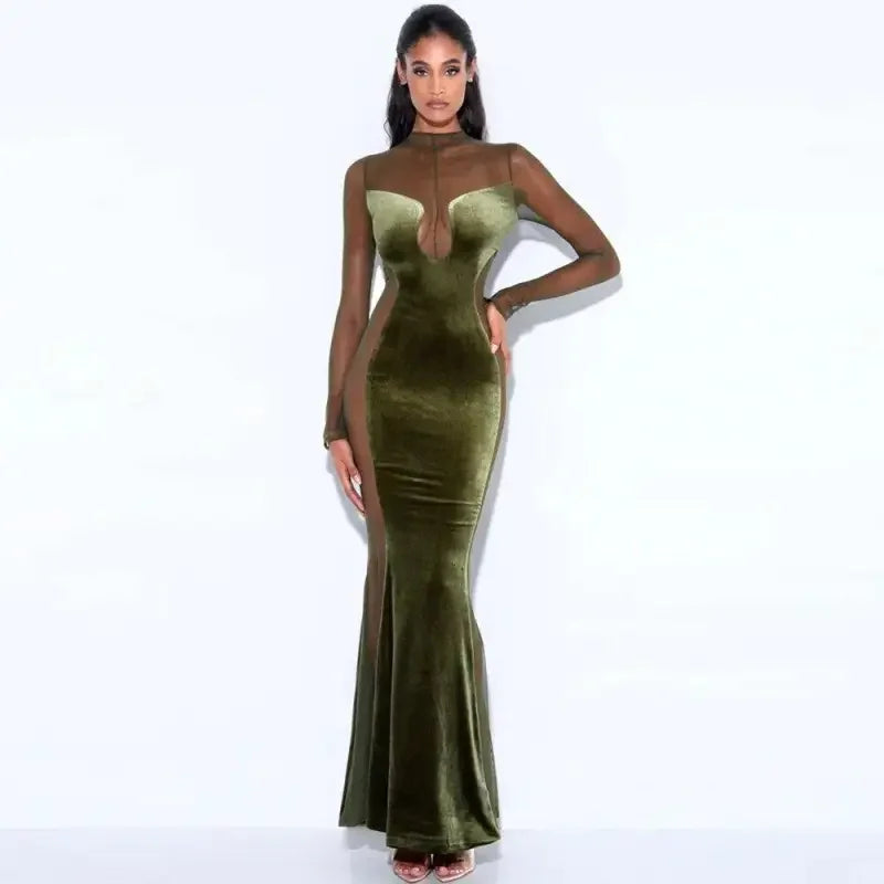 Velvet Mesh Evening Dresses | Fashionsarah.com