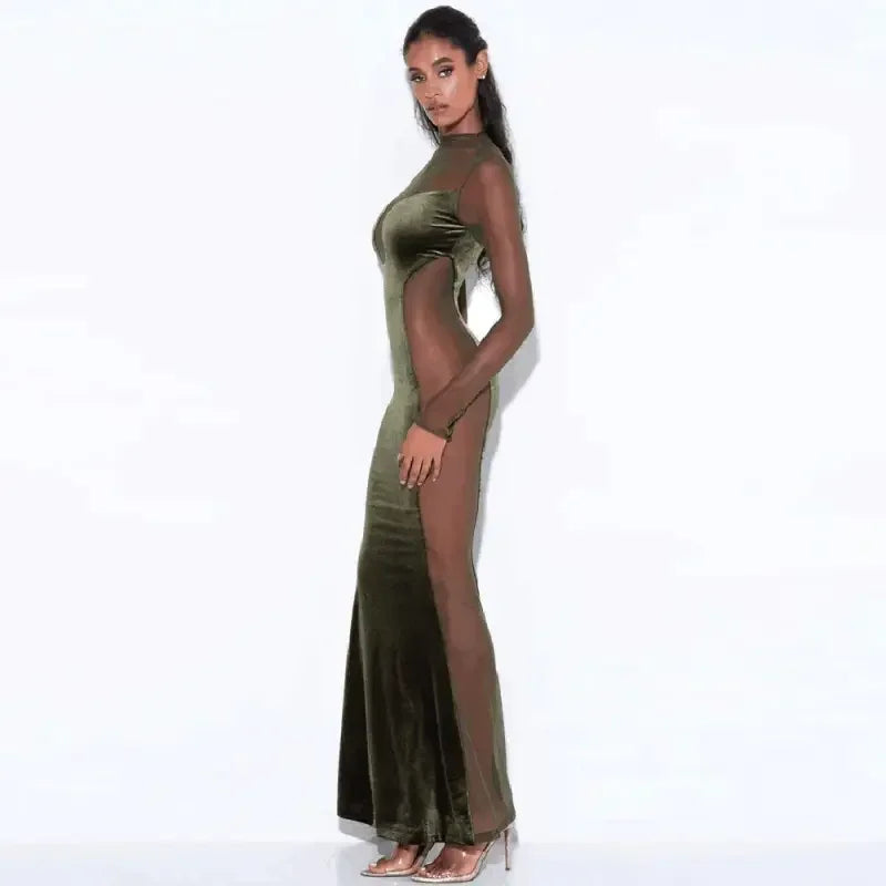 Velvet Mesh Evening Dresses | Fashionsarah.com