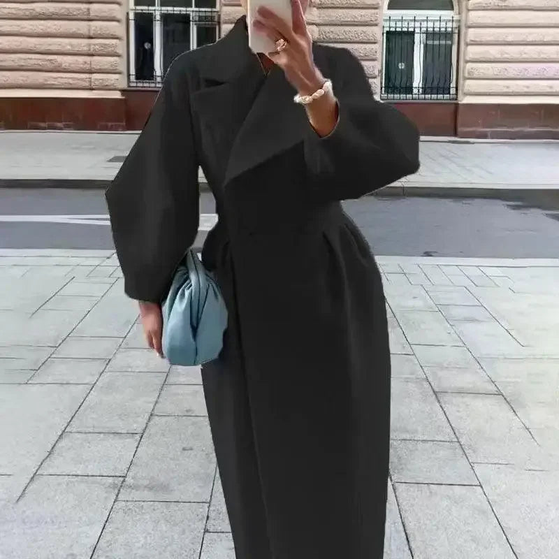 Lantern Sleeve Woolen Coat | Fashionsarah.com