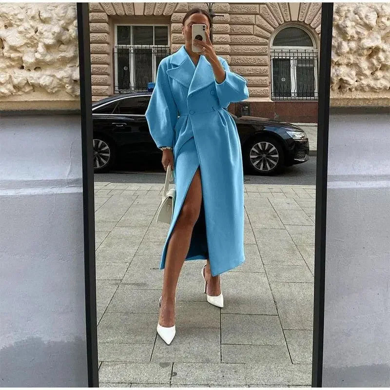 Lantern Sleeve Woolen Coat | Fashionsarah.com