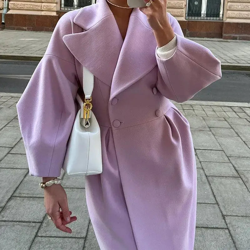 Lantern Sleeve Woolen Coat | Fashionsarah.com