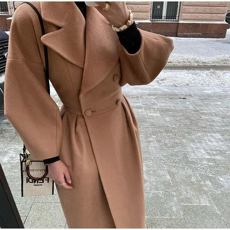 Lantern Sleeve Woolen Coat | Fashionsarah.com