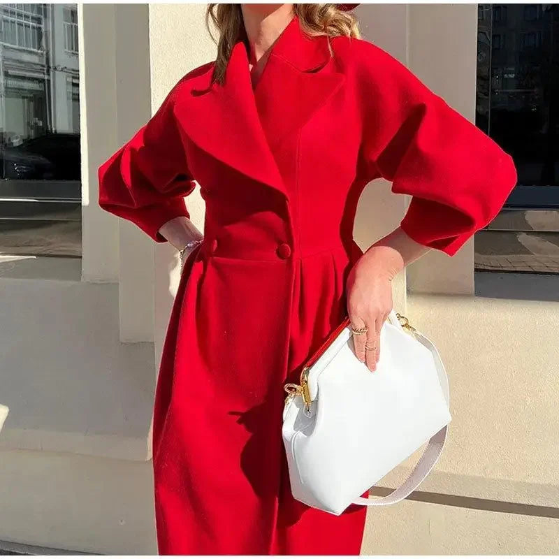 Lantern Sleeve Woolen Coat | Fashionsarah.com