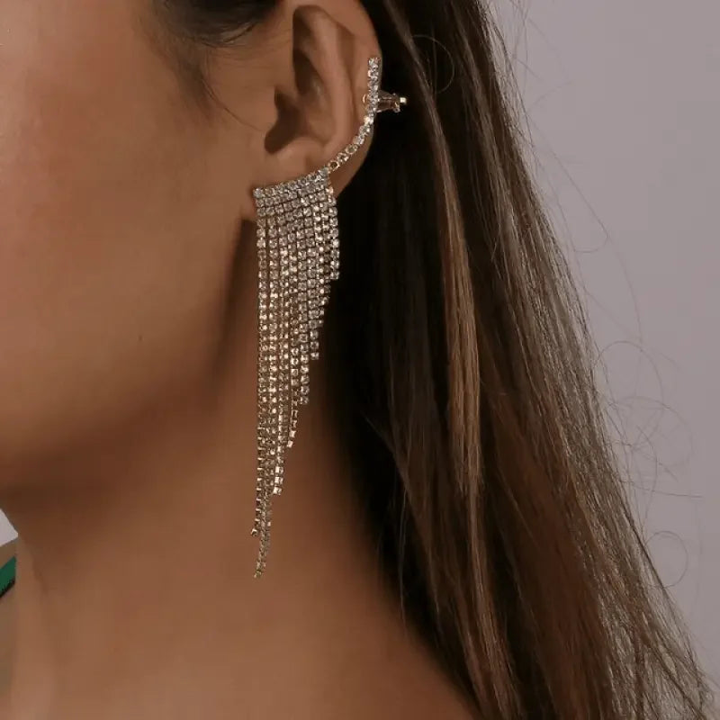Long Full Rhinestone Earrings | Fashionsarah.com