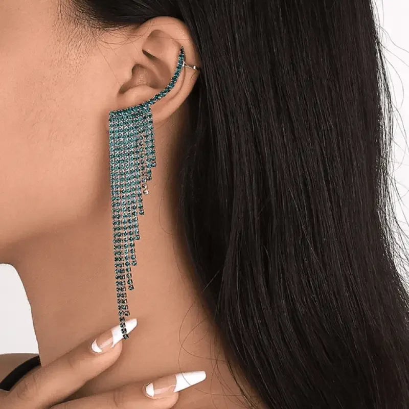 Long Full Rhinestone Earrings | Fashionsarah.com